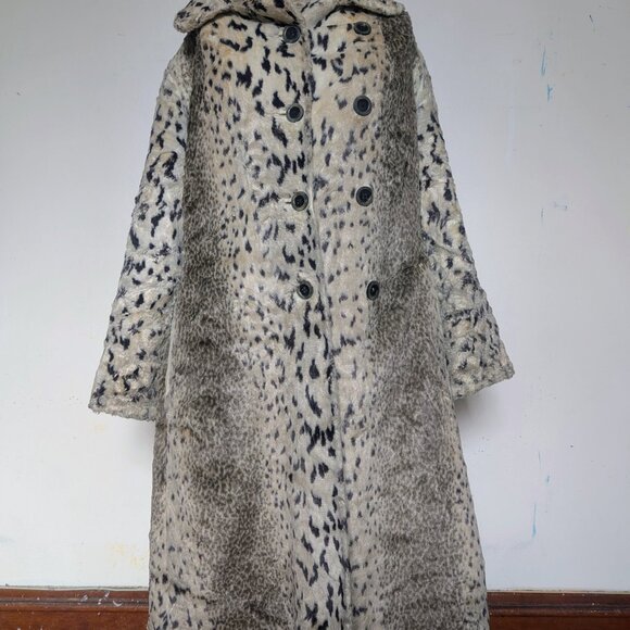 Vintage 70s Fit and Flare Mid Length Faux Fur Leopard Print Coat, Size 6 - Picture 4 of 13